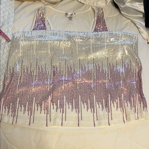 NWOT Lavish Sequin Embellished Tank Top 1x - Picture 3 of 3